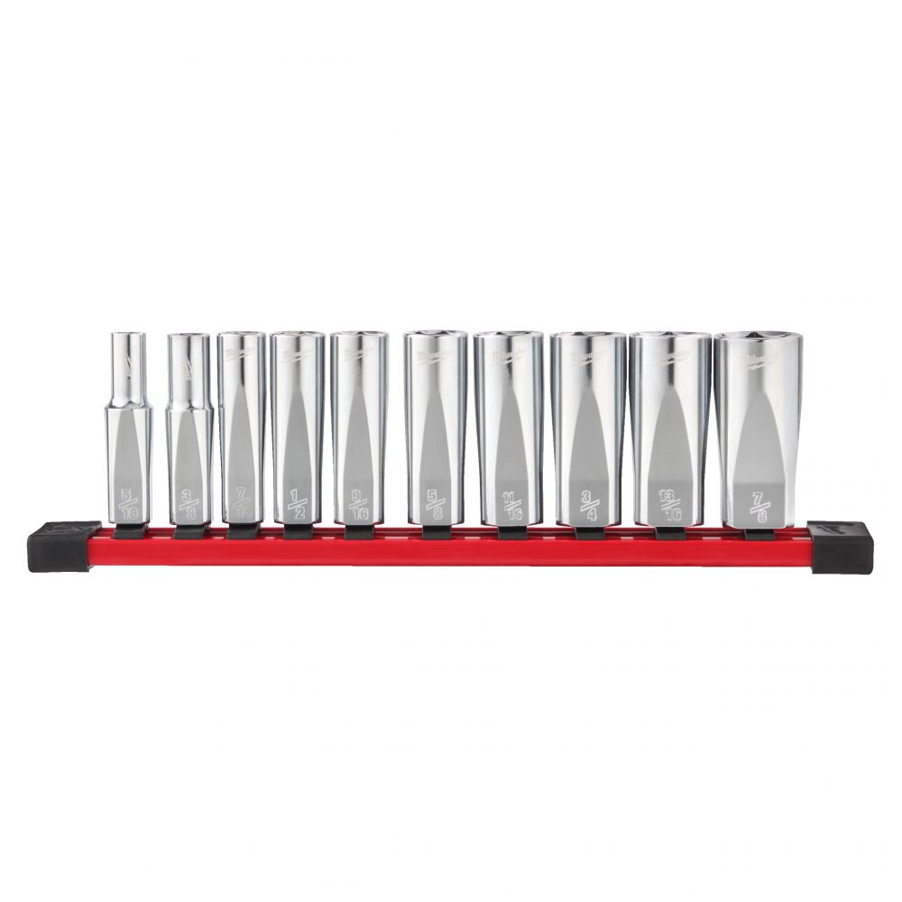 Steckschlüsseleinsatz 3/8 lang Set imperial, 10-teilig auf Schiene
